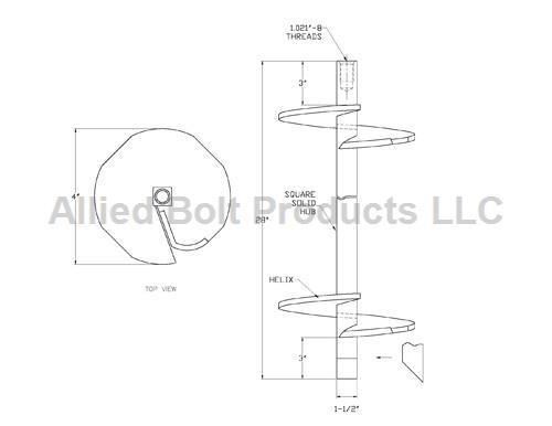 4" TWIN HELIX POWER DRIVEN ANCHOR 1-1/2" HUB 7000LB FOR 3/4" AND 1" RODS