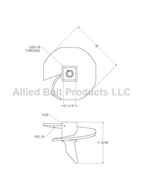 2-1/4" SOCKET ANCHOR 8000LB 8" HELIX FOR 3/4" AND 1" RODS