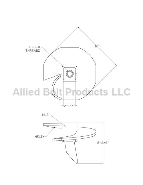 2-1/4" SOCKET ANCHOR 10000LB 12" HELIX FOR 3/4" AND 1" RODS