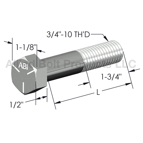 3 4 10 X 4 1 2 GRADE 5 HEX CAP SCREW ZINC PLATED Allied Bolt